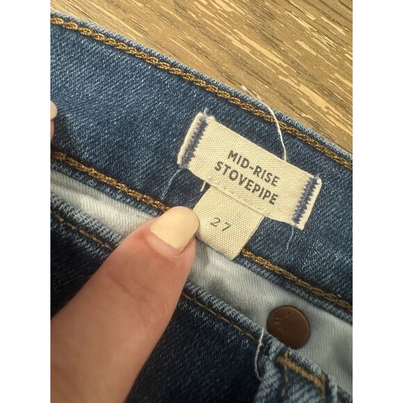 Madewell Size 27 Mid RIse Stovepipe Medium Wash Jeans Stretch - Picture 7 of 9